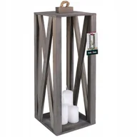 Świeczniki - LATARNIA DREWNIANA LAMPION ŚWIECE ŚWIECZNIK LATARENKA DOMU OGRODU 20x20 cm - miniaturka - grafika 1