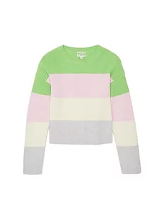 TOM TAILOR Dziewczęcy sweter dziecięcy, 32555 - zielony różowy wielokolorowy pasek, 140 cm - Paski - miniaturka - grafika 1