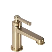 Baterie umywalkowe - Złota szczotkowana bateria umywalkowa niska Monaco Rea - miniaturka - grafika 1