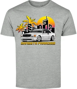 T-SHIRT MĘSKI MOTORYZACYJNA MERCEDES SEC W126 KOSZULKA SZARA R-L A579 - Koszulki męskie - miniaturka - grafika 1