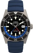 Zegarki męskie - Zegarek Timex TW2W75100 Deepwater Reef 200 GMT Blue Synthetic Rubber 41mm - miniaturka - grafika 1