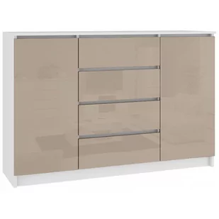 Komoda do salonu K 160 cm 2 drzwi 4 szuflady - biała-cappuccino połysk - Komody - miniaturka - grafika 1