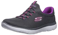 Sneakersy damskie - Skechers Sneakersy damskie Summits, Szary węgiel czarny fioletowy, 37 EU - miniaturka - grafika 1