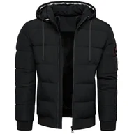 Kurtki męskie - Kurtka męska ocieplana z kapturem czarna Recea - miniaturka - grafika 1