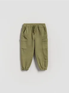 Reserved - Wysokoelastyczne joggery cargo - zielony - Spodenki dla niemowląt - miniaturka - grafika 1
