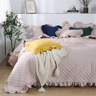 Narzuta 240 x 220 Pikowana Dwustronna Ruffy Puder - Narzuty - miniaturka - grafika 4