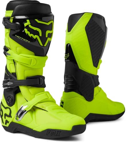 FOX RACING Motion, Buty motocyklowe Unisex-Dorosły, Żółty Fluo, 43 EU, Żółty Fluo, 43 EU