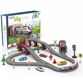 Tory, garaże, parkingi - WOOPIE Kolejka Elektryczna Tor Most Tunel 80 el. - miniaturka - grafika 1