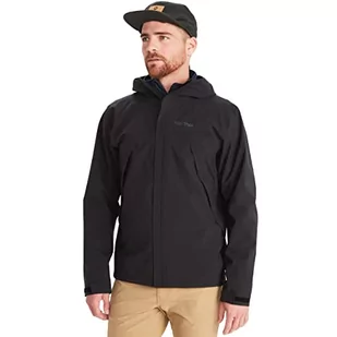Marmot Meżczyzni PreCip Eco Pro Jacket, Wodoodporna kurtka przeciwdeszczowa, oddychający płaszcz przeciwdeszczowy, składana wiatrówka hardshell, idealna na trekking, Black, XL - Płaszcze damskie - miniaturka - grafika 1