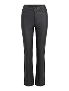 Spodnie damskie - Vila Damskie spodnie Vicommit Coated Hw Straight Pant-noos ze sztucznej skóry, czarny, L - grafika 1