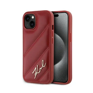 Karl Lagerfeld Diagonal Quilted Script - Etui iPhone 15 / 14 / 13 (czerwony) - Etui i futerały do telefonów - miniaturka - grafika 1
