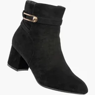 Botki damskie - Botki Damskie Stylowe Buty Na Klocku Ocieplane Zimowe Czarne Jezzi Czarny 41 - miniaturka - grafika 1