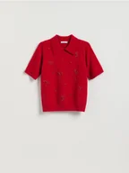 Swetry damskie - Reserved - Sweter z aplikacjami - czerwony - miniaturka - grafika 1