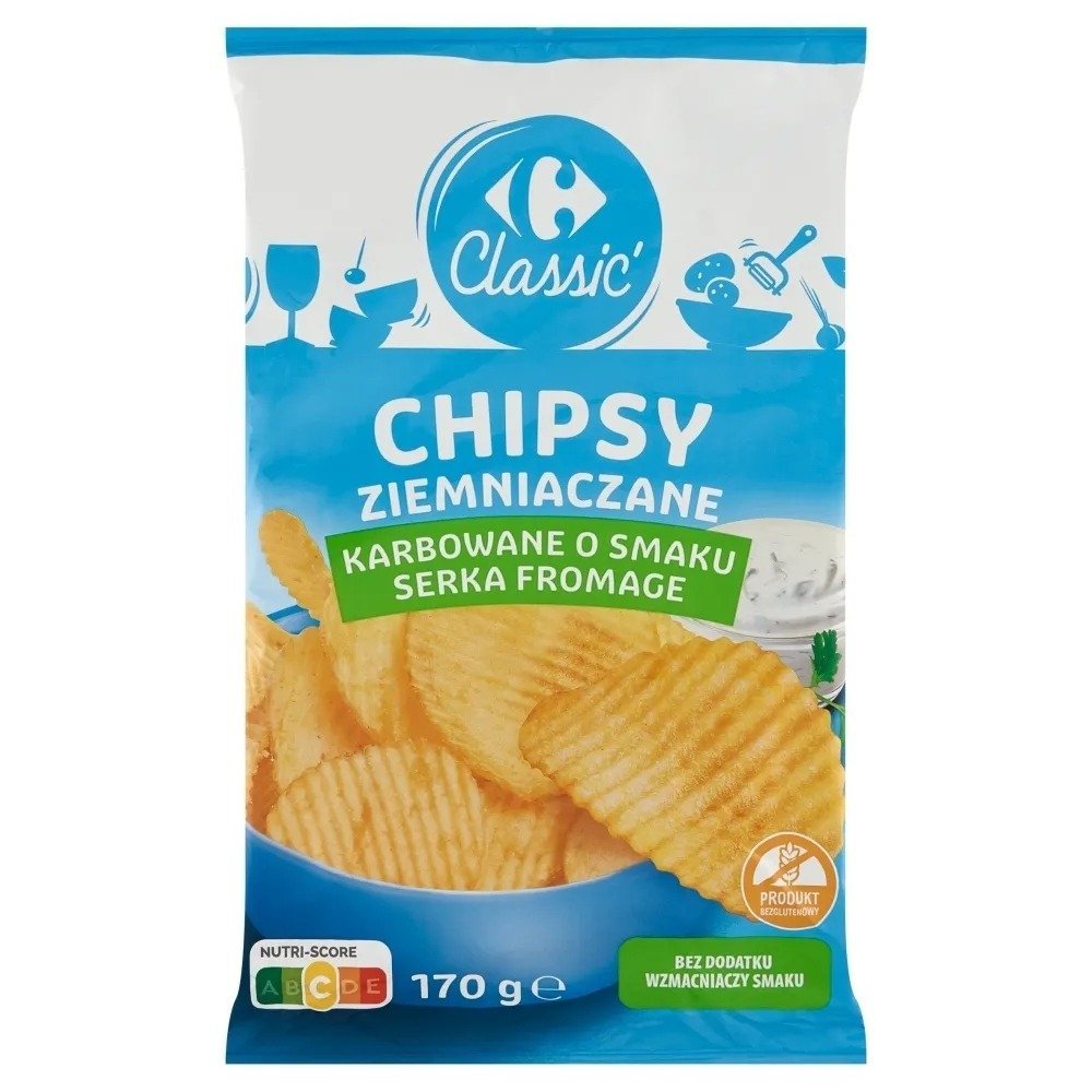 Chipsy ziemniaczane karbowane o smaku sera i cebuli 130 g