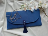 Torebki damskie - Granatowa kopertówka, kopertówka na ramię niebieska - miniaturka - grafika 1