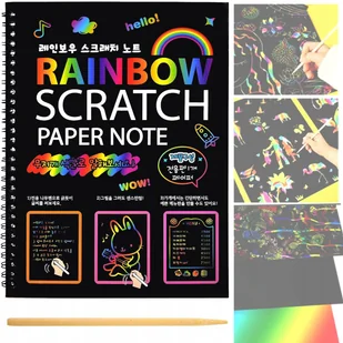 LT479 MAGICZNY ZESZYT TĘCZOWA WYDRAPYWANKA RAINBOW RYSIK DO ZDRAPYWANIA - Zabawki kreatywne - miniaturka - grafika 1