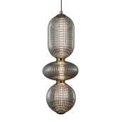 Lampy sufitowe - Szklana lampa industrialna Nico PND-8545-3-AB-SG mosiądz czarna - miniaturka - grafika 1