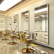 Meble fryzjerskie - Konsola konsoleta fryzjerska barberska kosmetyczna lustro LED rama aluminiowa 170x70 STD - miniaturka - grafika 1