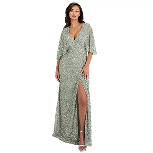 Maya Deluxe Damska sukienka maxi z cekinami, trapezowa, dla gości weselnych, dla druhny, na wieczór, bal absolwentów, Zielona lilia, 36 - Sukienki - miniaturka - grafika 1