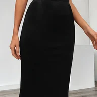 Spódnice - TEMU Elegancka spódnica damska do biura - Profesjonalne spodnie do pracy o średniej długości, podkreślające sylwetkę, idealne do biura dla kobiet, - miniaturka - grafika 1