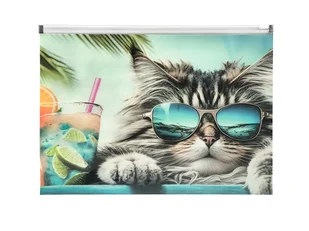 Chillout Cat Koperta Z Nadrukiem Zip A4 - Teczki i skoroszyty - miniaturka - grafika 1