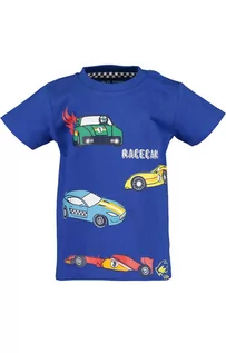 Koszulki dla chłopców - Koszulka chłopięca niebieska z samochodzikami - grafika 1