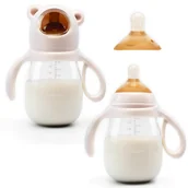 Butelki dla niemowląt - Butelka Jordbaer 300ml Różowa 6M+ PPSU Antykolkowa Słomka Ustnik BPA FREE - miniaturka - grafika 1