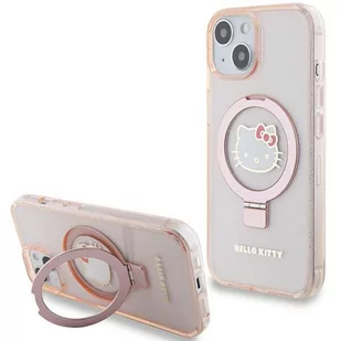 Oryginalne Etui IPHONE 13 / 14 / 15 Hello Kitty Hardcase Ring Stand Glitter Electrop Logo MagSafe (HKHMP15SHRSGEP) różowe - Etui i futerały do telefonów - miniaturka - grafika 1