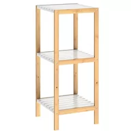 Szafki łazienkowe - Szafka Łazienka Przedpokój Bambusowa 3 Półki Biała - miniaturka - grafika 1