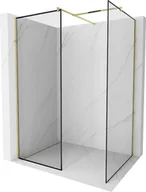 Ścianki i drzwi prysznicowe - Mexen Kioto ścianka prysznicowa Walk-in 80 x 80 cm, czarny wzór, złota - 800-080-202-50-70-080 - miniaturka - grafika 1