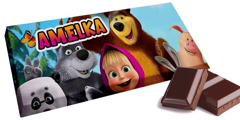 Czekolada MASZA I NIEDŹWIEDŹ - Słodki prezent na Twoje imię Personalizowana