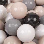 Suche baseny - KiddyMoon Plastikowe piłeczki 7cm pastelowy beż-szary-biały-czarny 300 Zabawka zestaw kulek - miniaturka - grafika 1
