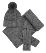 Czapki damskie - Komplet Zimowy Damski Młodzieżowy Czapka Szalik Rękawiczki Ciepły Zestaw - miniaturka - grafika 1