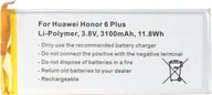 Baterie do telefonów - Bateria odpowiednia dla Huawei Honor 6 Plus, Li-Polymer, 3.8V, 3100mAh, 11.8Wh, wbudowana, bez narzędzi - miniaturka - grafika 1