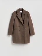 Płaszcze damskie - Reserved - Płaszcz z dodatkiem wełny - brązowy - miniaturka - grafika 1