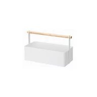Pudła i pojemniki do przechowywania - Biały pojemnik z uchwytem z drewna bukowego YAMAZAKI Tosca Tool Box, dł. 29 cm - miniaturka - grafika 1