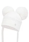 Czapki dla dzieci - Czapka dla dziecka na zimę JORIS z dwoma pomponami biała - miniaturka - grafika 1