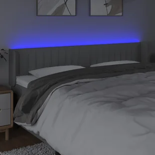 Lumarko Zagłówek do łóżka z LED, jasnoszary, 183x16x78/88 cm, tkanina - Inne meble do sypialni - miniaturka - grafika 5