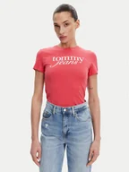 Koszulki i topy damskie - Tommy Jeans T-Shirt DW0DW20459 Różowy Slim Fit - miniaturka - grafika 1
