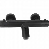 Baterie wannowe i prysznicowe - LAVEO BAT 71TD Bateria  wannowa ścienna termostatyczna bez zestawu natryskowego Dwuuchytowa Sposób montażu: ścienny Głowica: termostatyczna Wykończenie: czarne - miniaturka - grafika 1