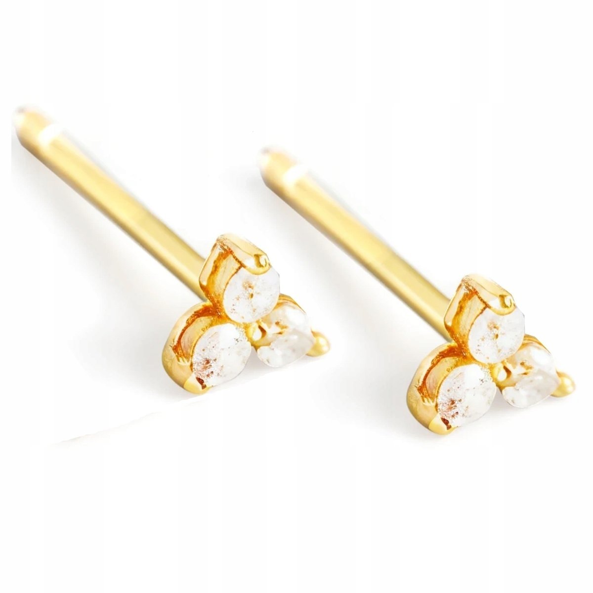 Kolczyki Srebrne 925 Pozłacane Z Cyrkoniami Piękny Trójkąt Delikatne Grawer