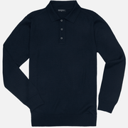 Swetry męskie - Sweter Polo Navy - marka niezdefiniowana - miniaturka - grafika 1