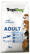  TropiDog Premium Adult SMALL BREEDS Rich in SALMON with RICE 8kg 20601-uniw