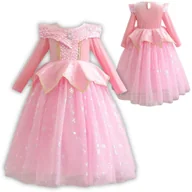 Stroje karnawałowe - Strój Przebranie Sukienka Aurora Śpiąca Królewna Na Bal Karnawał 128 134 - miniaturka - grafika 1