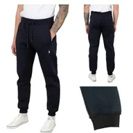 Spodnie męskie - Spodnie dresowe męskie ocieplane granatowe ze ściągaczami Captain Mike XXL - miniaturka - grafika 1