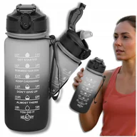 Shakery i bidony sportowe - TRESSARI Butelka motywacyjna bidon czarny uchwytem 600ml na wodę BPA FREE - miniaturka - grafika 1