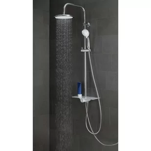SCHÜTTE Zestaw prysznicowy AQUASTAR z półką, biało-chromowy - Panele prysznicowe - miniaturka - grafika 1
