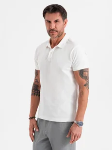 Polo koszulka z bawełnianej dzianiny pique ecru V7 OM-POSS-0103 XXL - Koszulki męskie - miniaturka - grafika 1