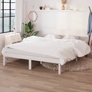 Łóżko z litego drewna sosna biała 160x200 cm - Łóżka - miniaturka - grafika 1