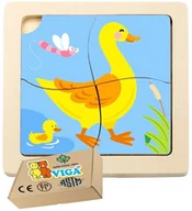 Zabawki sensoryczne - Drewniana układanka PUZZLE KACZKA zabawki najmłodszych niemowląt 1 2 3 lat latka Viga 18m+ - miniaturka - grafika 1